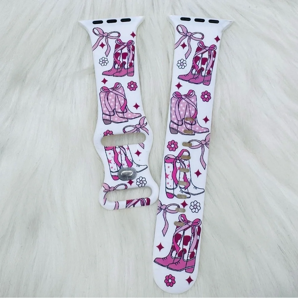 New Pink Bows & Boots Design Watch Band For Apple Watch  42mm /44mm /45mm /49mm